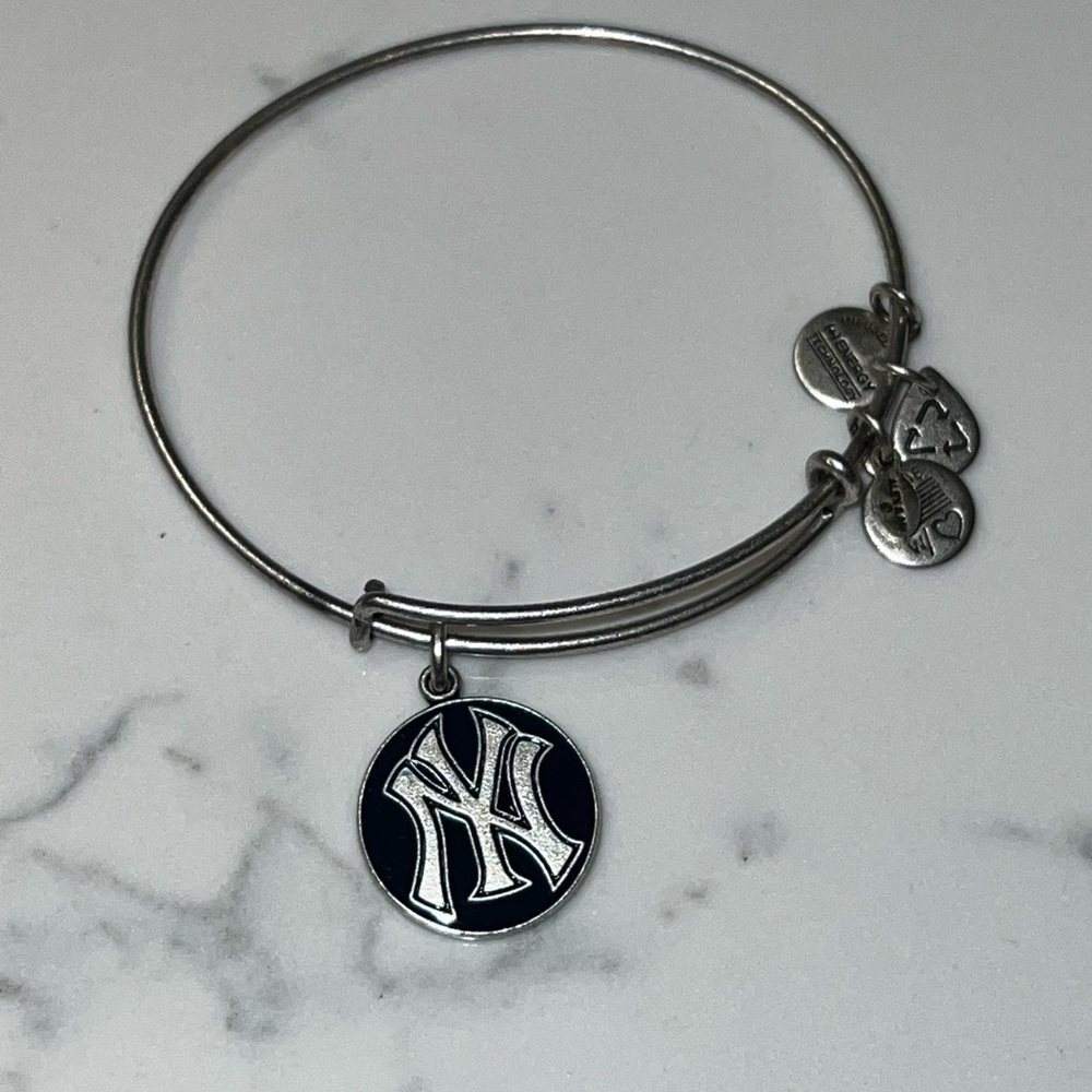 Alex and Ani Silver NY Yankee Charm Bangle Bracelet